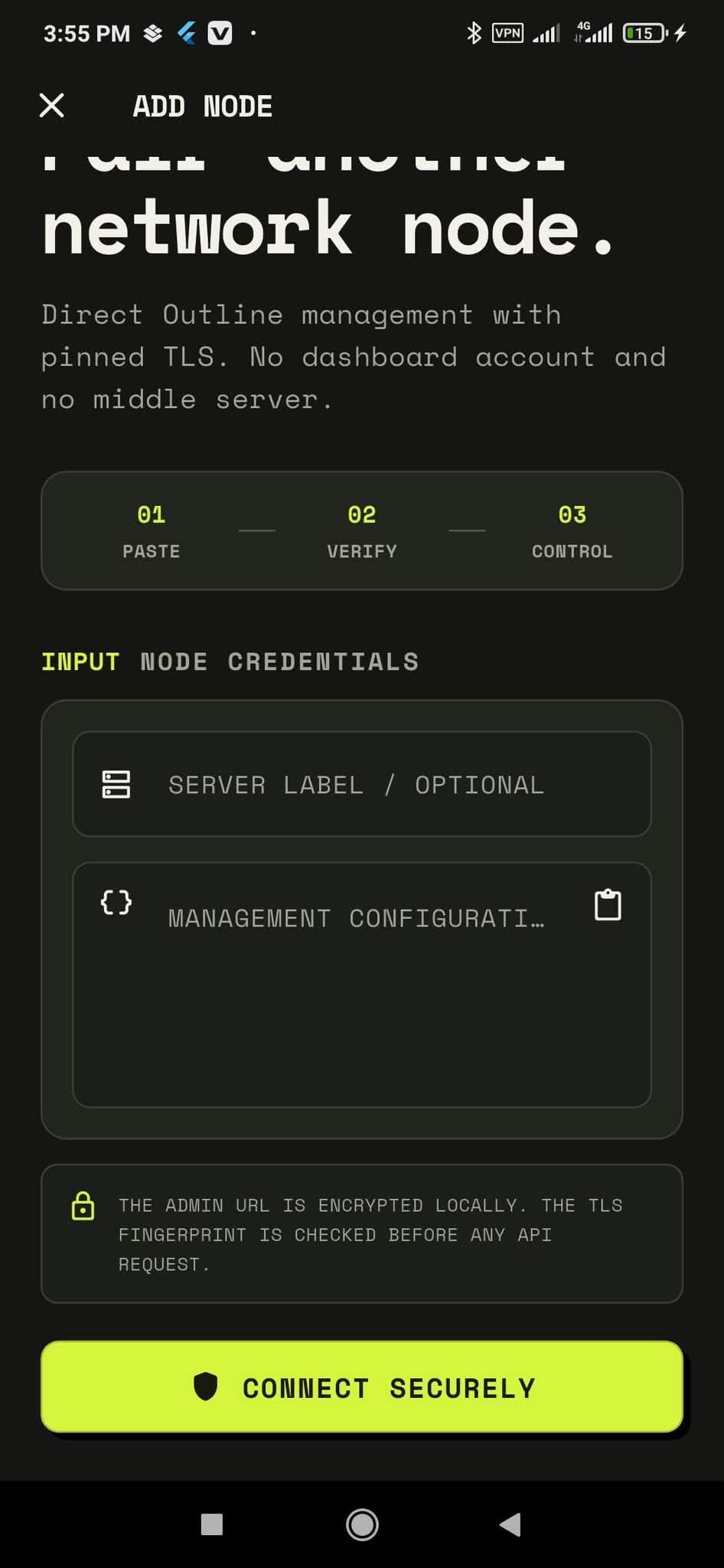 Add Server Node Credentials